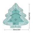 thumbnail image 3 of Stylish Metal Hanging Christmas Tree Wind Spinner - Teal Background with White Concentric Lines & Floral Patterns for Garden Decor, 3 of 7