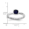 thumbnail image 2 of 925 Sterling Silver Bezel Polished Stackable Cushion Cut Created Sapphire Ring Size 6 Stackable Ring for Women, 2 of 2