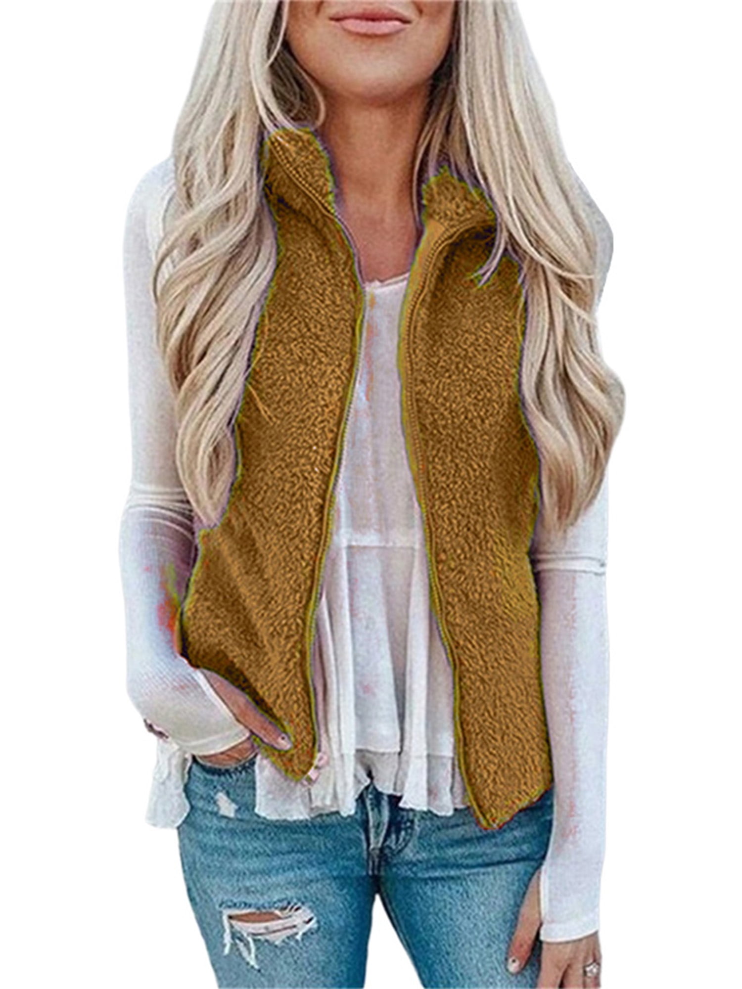 Womens fuzzy vest store