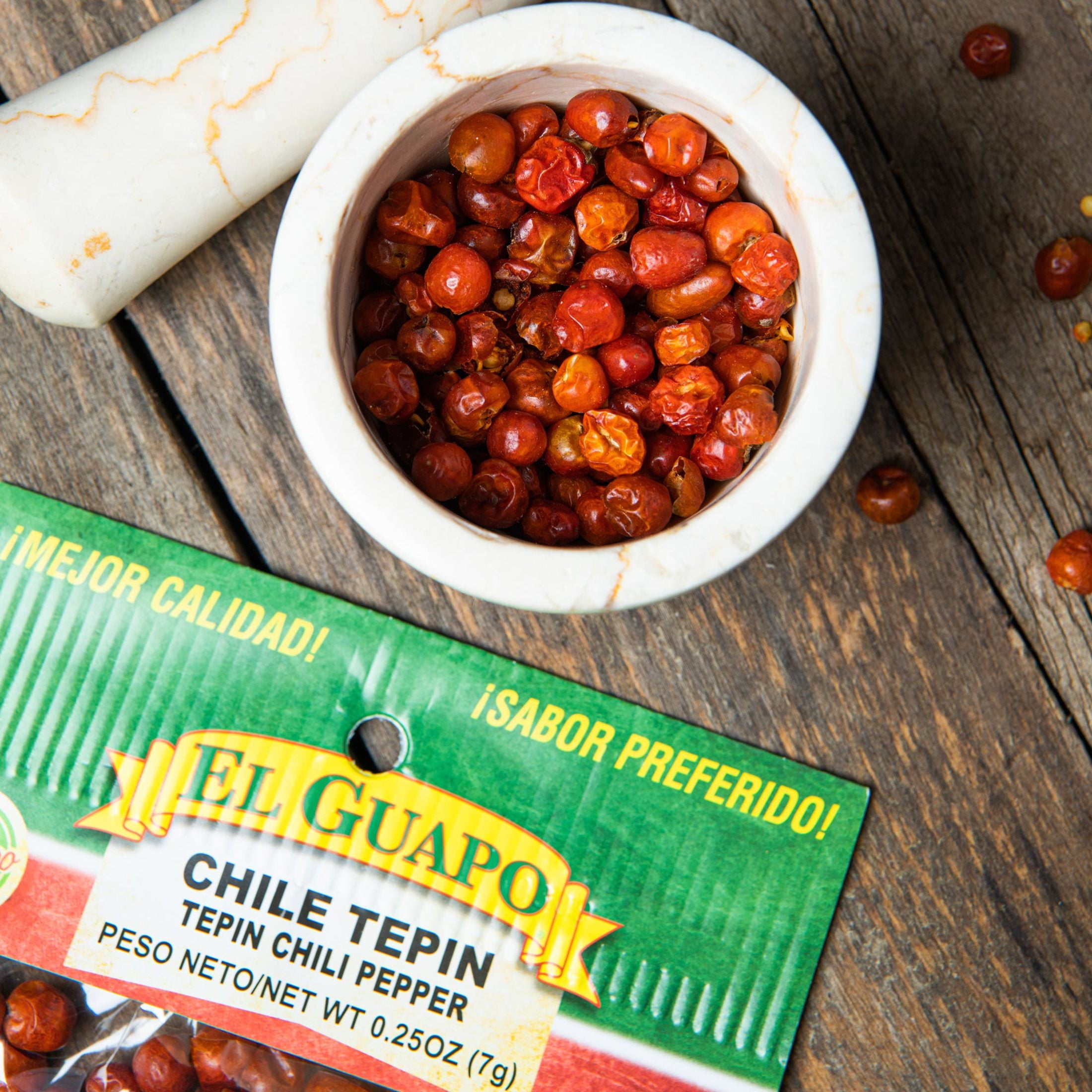 (3 pack) El Guapo Whole Tepin Chili Peppers, 0.25 oz Bag
