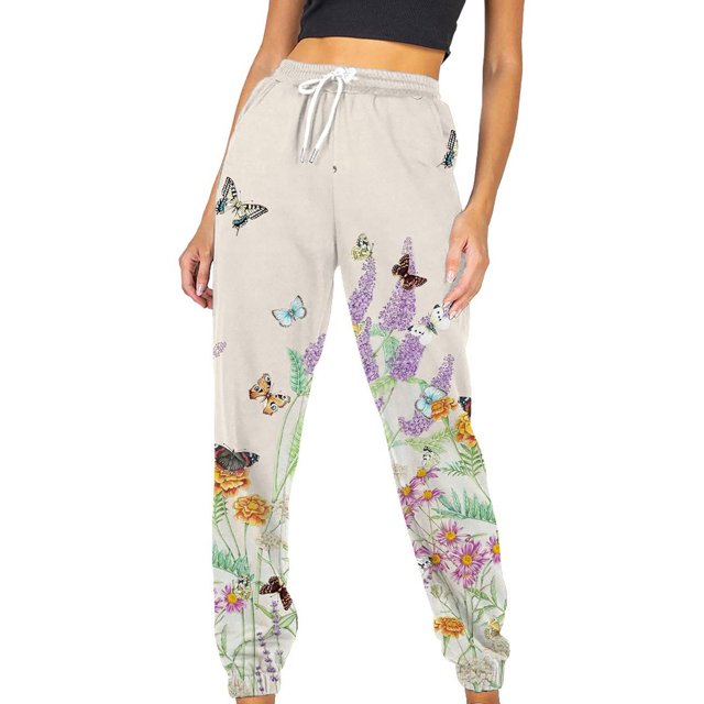 Pantalones de cintura elástica con estampado informal a la moda para mujer, pantalones largos rectos, pantalones de chándal Fridja alkflakhf32442