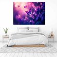 thumbnail image 3 of Mudket Purple Lilac Flowers with Butterflies Canvas Wall Art, Framed Floral Print, Ready to Hang Wall Decor for Bedroom Living Room, Whimsical Nature Artwork - 12"L x 8"W, 3 of 10