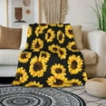 thumbnail image 3 of Sunflowers Black Tropical Flower Daisy Throw Blanket Ultra Soft Warm All Season Cute Floral Sunflower Decorative Fleece Blankets for Bed Chair Car Sofa Couch Bedroom 50"X60", 3 of 6