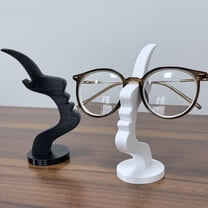 Creative Abstract Face Eyeglass Holder, Decorative Glasses Stand & Desktop Organizer, Unique Eyewear Display Rack for Home, Office, Bedroom, Fun Gift for Glasses Lovers(White)