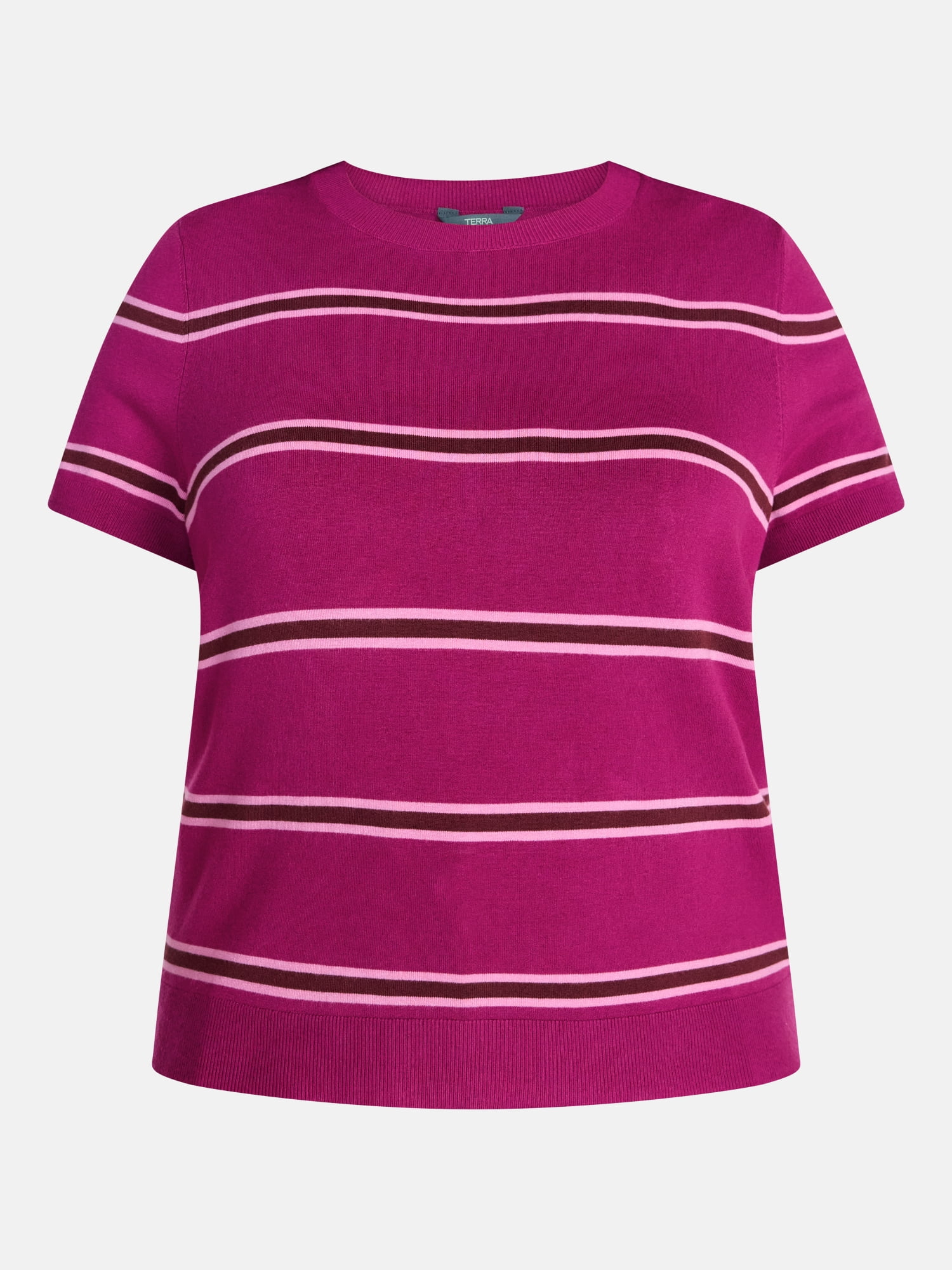 Terra & Sky Women's Plus Sweater Top with Short Sleeves, Lightweight, Sizes 0X-5X
