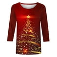 thumbnail image 5 of GA WEIHUA Reduced,Women's Slim-Fit 3/4 Sleeve Crew Neck T-Shirt Christmas Tops Cute Xmas Tree Vintage Tees Merry Christmas Shirts(Red,Small), 5 of 5
