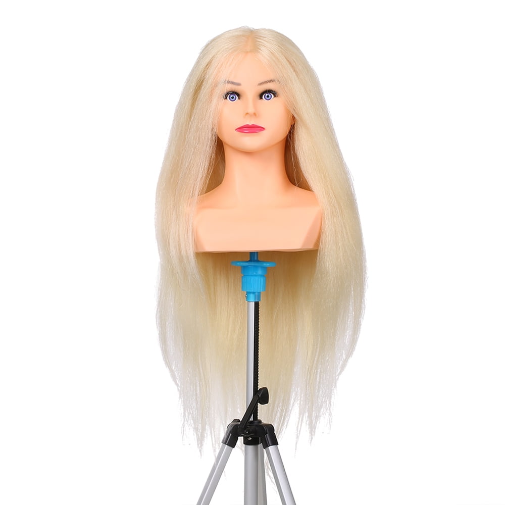 Mannequin Head With Hair Female Cosmetology Manikin Head Stand Dummy Doll  Wig A+