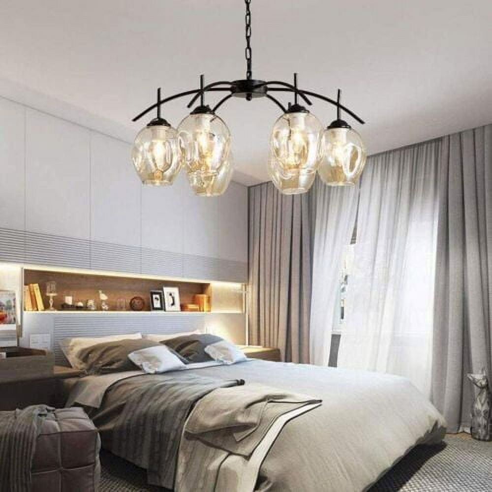 KPIBEST 8-Light Farmhouse Chandelier Black Pendant Light Fixtures for Dining Room Living Room Island Kitchen Foyer Bedroom