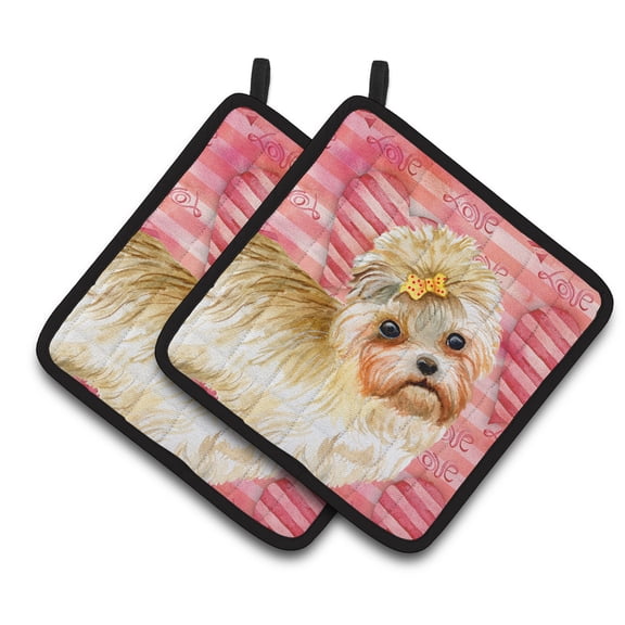 Morkie Love Pair of Pot Holders