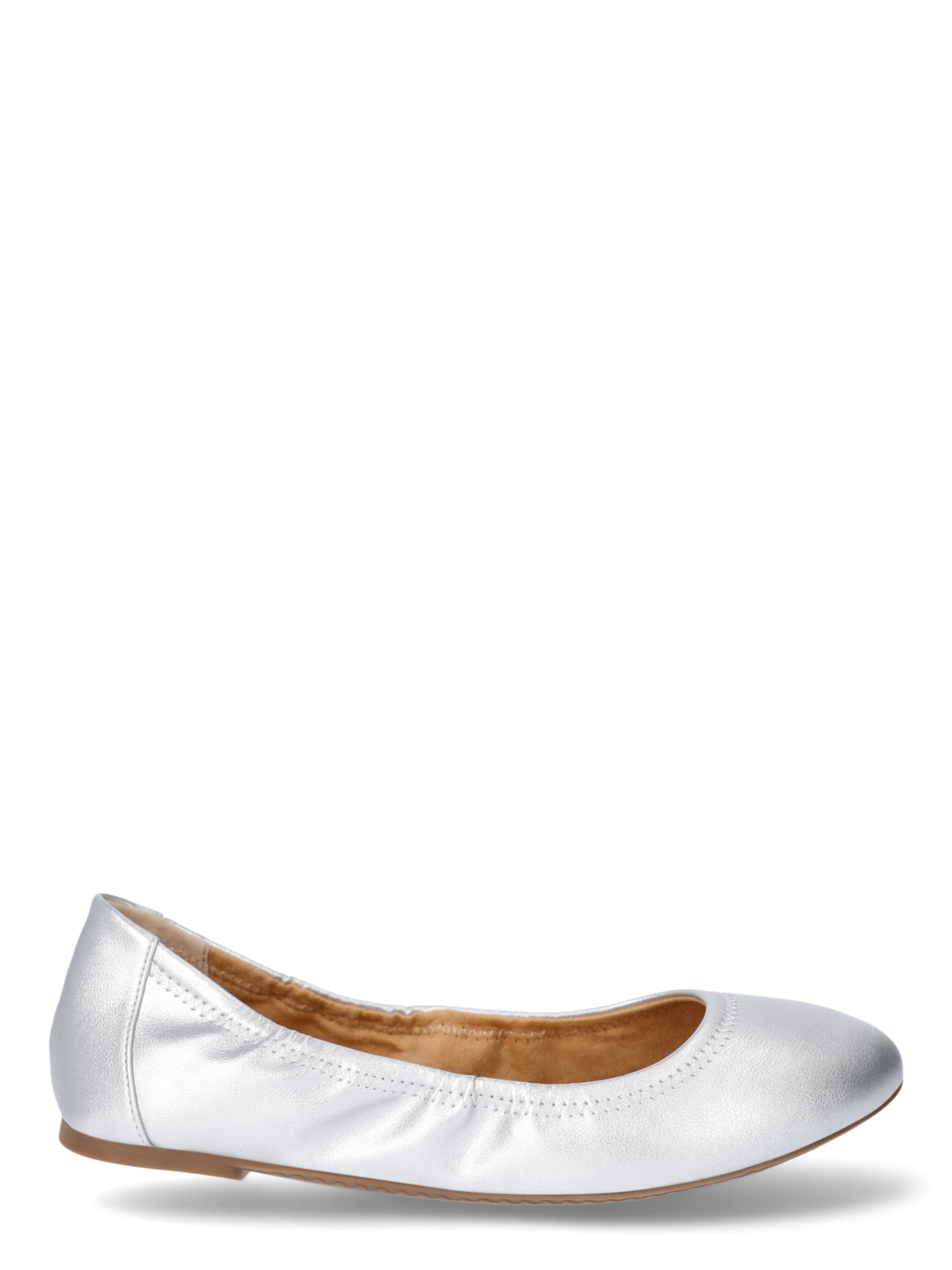 Time and Tru Women's Scrunch Ballet Flats, Wide Width Available