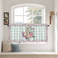 thumbnail image 2 of Easter Bunny Roses Tier Curtains 36 Inch Length, Pink Floral Spring Green Buffalo Plaid Cafe Short Curtains for Bathroom Over Sink, Small Kitchen Curtain Light Filtering Drapes 2 Panels 27.5"Wx36"L, 2 of 8