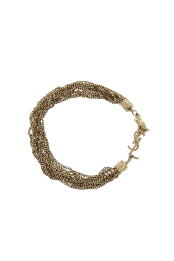 Pre-Owned Yves Saint Laurent YSL logo chain bracelet in gold 1344 (Good)