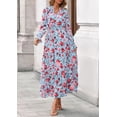 thumbnail image 4 of Vestido PRETTYGARDEN 2025 Floral Maxi de Manga Larga con Escote en V Talle M, 4 of 8