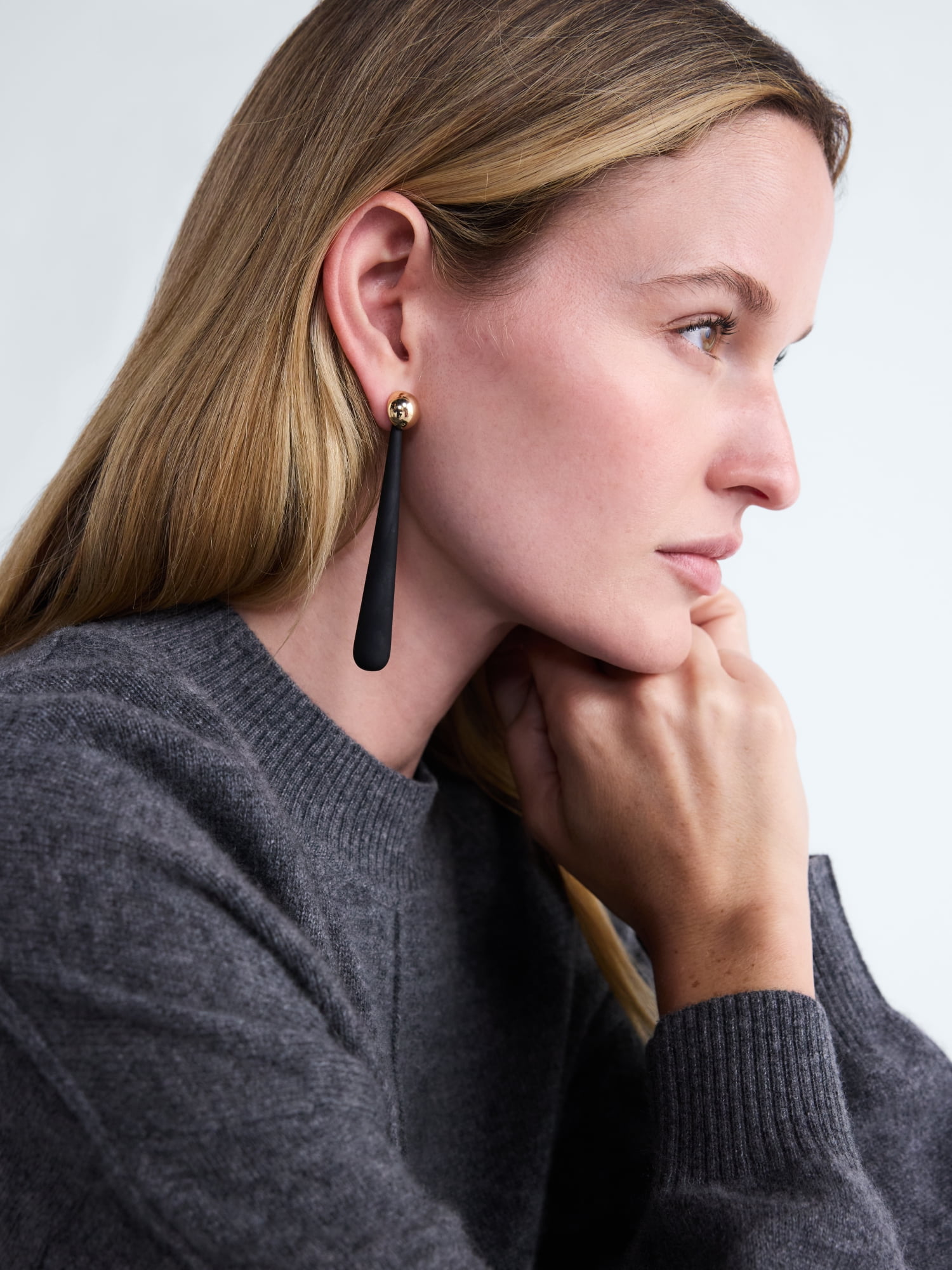 Scoop Women's Front Back Teardrop Earrings, Black and Gold