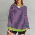 thumbnail image 2 of Youyipin Women Striped Sweatshirt Long Sleeve Shirts Crewneck Oversized Casual Pullover Top 2024 Fall Fashion Outfits Clothes, 2 of 5