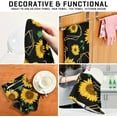thumbnail image 7 of Dreamtimes Gold Polygonal Shapes Sunflowers Kitchen Towels Set of 6 Dishcloths Hand Towels Tea Towels Ultra Absorbent for Cleaning Washing Drying Dishes Tableware 28'' x 18'', 7 of 7