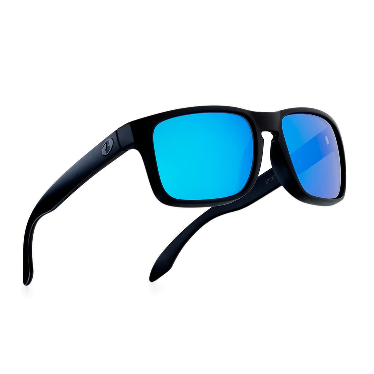 MEN Glasses Polarized  mens wraparound Sunglasses MALE Blue MIRROR Polished Blac 