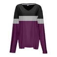 thumbnail image 5 of Color Block Long Sleeve Shirts for Women 2026 Spring Fall Casual Relaxed Fit V Neck Shirt Pullover Blouse, 5 of 5