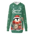 thumbnail image 4 of Drie Women Christmas Sweatshirt Dress Hoodie Dress Long Sleeve Dresses Hooded Crew Neck Xmas Sweatshirt Pri Green,2XL, 4 of 4