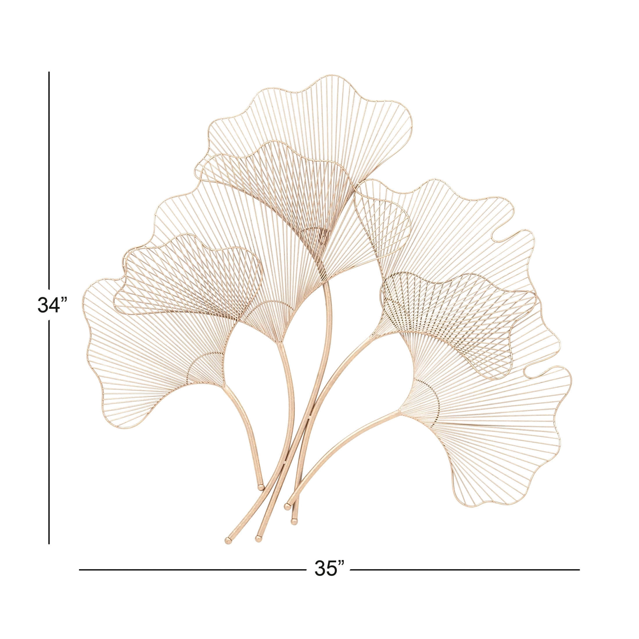 DecMode Copper Metal Wire Cutout Ginkgo Leaf Floral Wall Decor