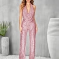 thumbnail image 6 of Ankishi Sequin Jumpsuits for Women Deep V Sparkly Halter Cowl Neck Sparkly Jumpsuits Clubwear Outfit for Night Club Dating, 6 of 7