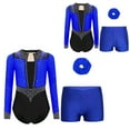 thumbnail image 3 of inlzdz Kids Girls Gymnastics Dance Leotard Figure Skating Outfit Long Sleeve Training Jumpsuit Blue 6, 3 of 4