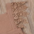 thumbnail image 4 of Mialoley Bébé Fille Été Robe Sans Manches Fusée Manches Dentelle Patchwork V Dos Robe de Soleil, 4 of 5
