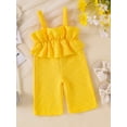 thumbnail image 3 of FEORJGP Toddler Baby Girls Summer One-piece Jumpsuits Infant Casual Sleeveless Cami Rompers Solid Color Ruffle Trim Playsuits Wide Leg Bodysuits Kids ashion Cute Beachwear for Daily Vacation, 3 of 7
