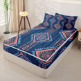 thumbnail image 2 of jejeloiu Southwestern Aztec Zipper Twin Comforter Sets with Fitted Sheet and 2 Pillowcases For Men Women,Boho Pattern Zipper Bedding Set,Navy Pink,Navy Blue Reversible,4-Piece, 2 of 7