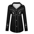 thumbnail image 4 of Cnbwig Womens Basic T Shirts Western Floral Print Long Sleeve Shirt Loose Lapel Blouse with Button Front and Classic Yoke Design, 4 of 5