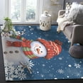 thumbnail image 6 of Christmas Area Rug 4x6ft Snowman with Cap Xmas Snowflake Navy Blue Non-Slip Washable Square Rugs Soft Felt Indoor Floor Mat for Bedroom Kitchen Living Room Bathroom, 6 of 8