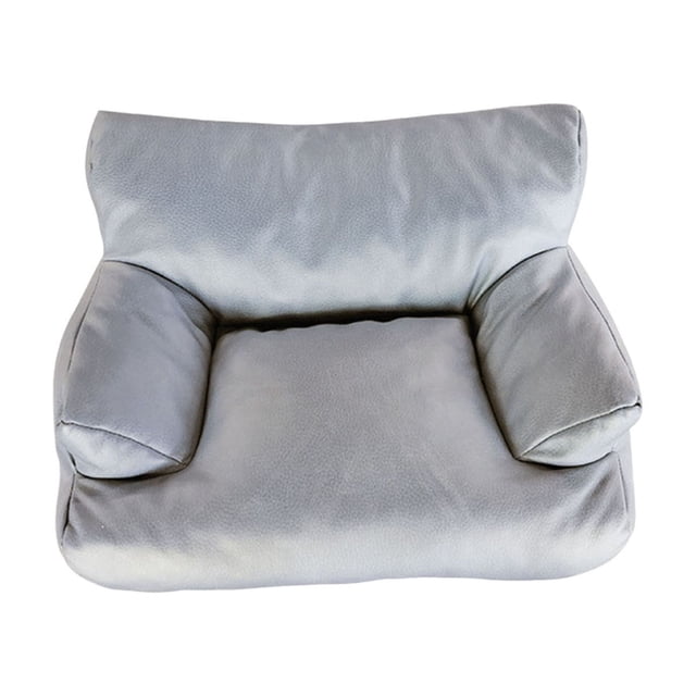 Grey Washable Pet Couch Bed For Cats And Small Dogs With Non Slip Bottom And Pu Leather Upholstery Raised Edges For Comfort And Support