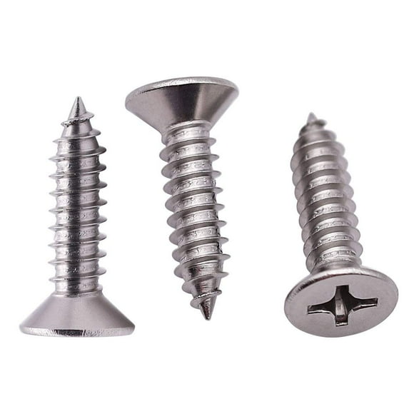 RoyceMart 6 x 1 Pouces (100 Pcs) Vis en Teck en Acier Inoxydable Tête Plate Phillips, Vis en Acier Inoxydable 304 (18-8) pour Bois, Vis en Bois Tête de Comptoir, Vis Auto-Tappantes
