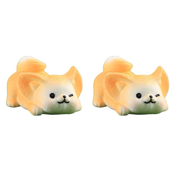 LCXmlly Lemon Juicer Fennec Fox Ornament Set (2Pcs) Adorable Handicraft Decorative Resin Miniature Figures