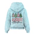 thumbnail image 5 of Women's Hooded Long Sleeve Christmas Printed Flannel Top Hooded Sweatshirt for Winter Comfort and Holiday Fashion,Light Blue,S, 5 of 7