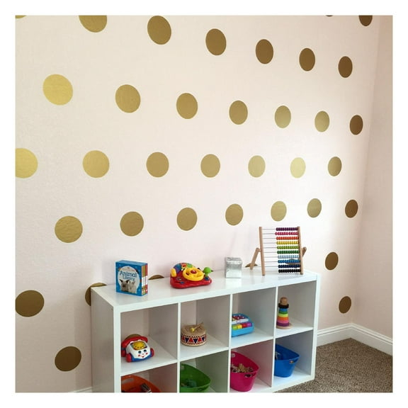 6" Polka Dot Circles Set of 24 Vinyl Wall Decals Circle Stickers Polka Dots Decal Self Adhesive Size: 6x6 each- Color: Metallic Gold