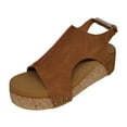 thumbnail image 5 of Platform Dress Sandals for Women 2025 Summer Cork Footbed Chunky Wedge Heeled Slingback Sandals, 5 of 6
