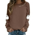 thumbnail image 2 of Spooky Season Halloween Sweatshirts for Women 2025 Cute Ghost Graphic Long Sleeve Crewneck Sweatshirt Pullover Tops, 2 of 6