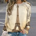 thumbnail image 2 of Eiffel Tower Womens Casual Crewneck Sweatshirt Long Sleeve Tops Cute Pullover Loose Fit, 2 of 7