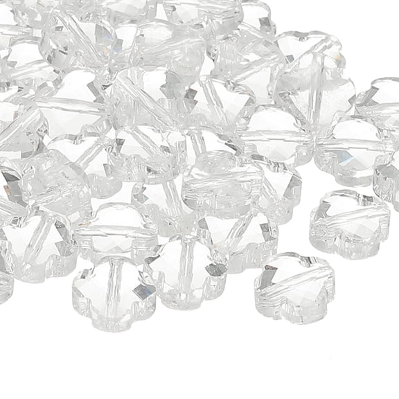Glass Beads, 100 Pcs 8mm Shamrock Charm Transparent Crystal Glass Beads Clear Jewelry Making Supplies for Bracelets DIY Crafts, Transparent