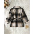 thumbnail image 3 of Wassery Kids Girls Autumn and Winter Coat 4T 5T 6T 7T Toddler Girls Warm Outwear Long Sleeve Turn-down Collar Button Plaid Jacket with Belt, 3 of 9