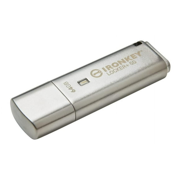 Kingston Ironkey Locker+ 50 64GB Encrypted USB Flash Drive | USB 3.2 Gen 1 | XTS-AES Protection & TAA Compliant | Multi-Password Security Options | Automatic Cloud Backu
