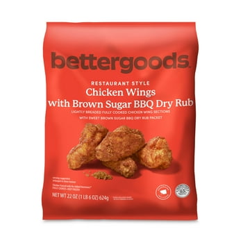 bettergoods Chicken Wings with Brown Sugar BBQ Dry Rub, 22 oz (Frozen)
