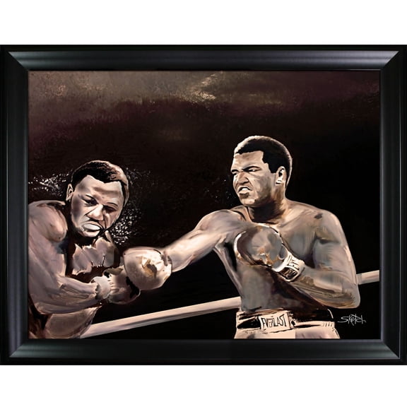 Ali Frazier Last Round with Black Satin Frame 30"X40"