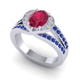 thumbnail image 2 of Diamond-Capitals 2.35 Carat Oval Cut Red Ruby & Blue Sapphire Gemstone Lovely Wedding Ring for Fiancee 14K White Gold Size 8, 2 of 8