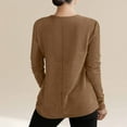 thumbnail image 5 of JPVDPA Long Sleeve Shirts for Women 2025 Fall V Neck Waffle Basic Tee Dressy Casual Winter Blouses Knit Tunic Tops Khaki L, 5 of 5