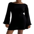 thumbnail image 1 of Fashionable Long Sleeve Mini Dress with Backless Design for Women, 1 of 4