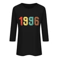 thumbnail image 4 of Crew Neck 3/4 Sleeve Tees For Women Casual Loose Stylish Vintage Pullover Tops 1996 Graphic Print T Shirts (XL, Black), 4 of 4