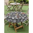 thumbnail image 4 of Outdoor Tablecloth with Umbrella Hole for Patio/Picnic/Party/Camping, Dark Grey Dog Paw Waterproof Table Cloth Round Cover Washable, Modern Geometric Abstract Aesthetics (Dia 54"), 4 of 9