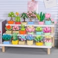 thumbnail image 4 of Bloque de construcción en maceta con forma de flor suculenta, modelo de bricolaje, ramo eterno, decoración de plantas para el escritorio del hogar, ladrillo, regalo para niña, juguete para niños, 4 of 5